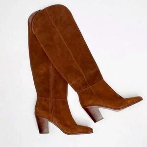 Women's Tall Suede Block Heel Boots - Brown